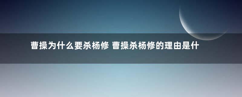 曹操为什么要杀杨修 曹操杀杨修的理由是什么